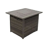 Four Seasons Courtyard 27 x 34 In Catania Slat Top Outdoor Gas Fire Pit Table - 396084