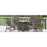 Four Seasons Courtyard 27 x 34 In Catania Slat Top Outdoor Gas Fire Pit Table - 396084