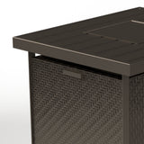 Four Seasons Courtyard 27 x 34 In Catania Slat Top Outdoor Gas Fire Pit Table - 396084