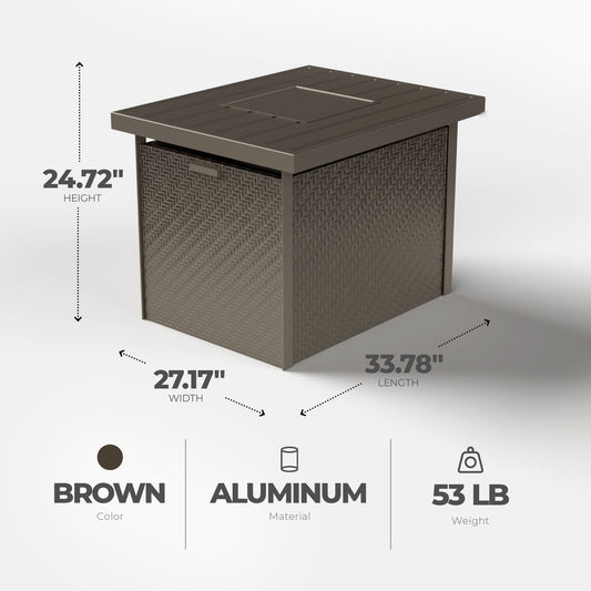 Four Seasons Courtyard 27 x 34 In Catania Slat Top Outdoor Gas Fire Pit Table - 396084