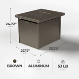 Four Seasons Courtyard 27 x 34 In Catania Slat Top Outdoor Gas Fire Pit Table - 396084