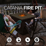 Four Seasons Courtyard 27 x 34 In Catania Slat Top Outdoor Gas Fire Pit Table - 396084