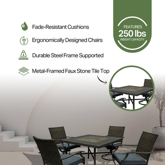 Four Seasons Courtyard Belmont 5 Piece All Weather Patio Furniture Dining Set -