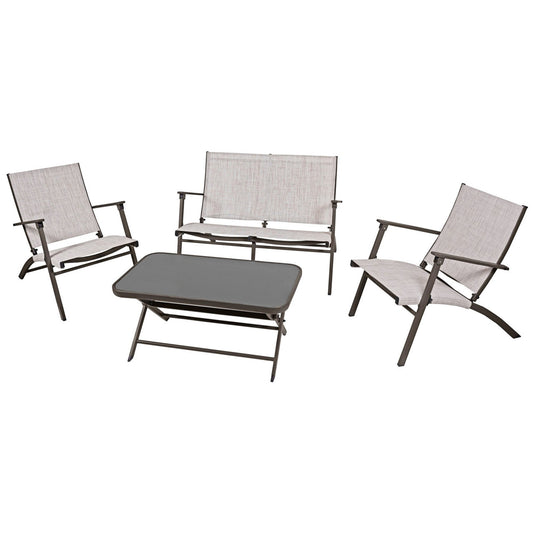 Four Seasons Courtyard Novara 4 Piece Steel Folding Outdoor Conversation Set - 396146