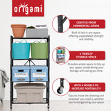 Origami 4 Pack 4 Tier Folding Garage Shelves Heavy Duty Shelving with Wheels - 415228
