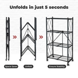 Origami 4 Pack 4 Tier Folding Garage Shelves Heavy Duty Shelving with Wheels - 415228
