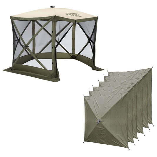 CLAM Quick Set Venture 9x9 Ft Portable Canopy + Clam Quick Set Screen (2 Pack) - 399153