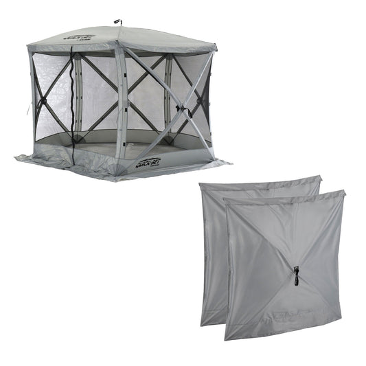 CLAM Quick Set Venture Canopy Shelter + CLAM Quick Set Screen, Gray (2 Pack) - 399163