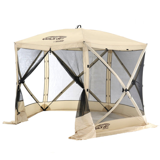 CLAM Quick Set Venture Canopy with Clam Quick Set Screen Hub Tent, Tan (2 Pack) - 399164