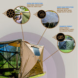 CLAM Quick Set Venture Canopy with Clam Quick Set Screen Hub Tent, Tan (2 Pack) - 399164