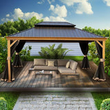 Kozyard Apollo 12' x 16' Aluminum Hardtop Gazebo, Steel Roof & Mosquito Net – KZPHG1216