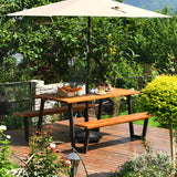 Costway Patented 70 Inch Dining Table Set with Seats and Umbrella Hole - 64231589