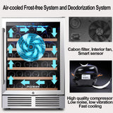 BODEGAcooler 24" 46 Bottles Wine Cooler in Stainless Steel with Wood Shelves