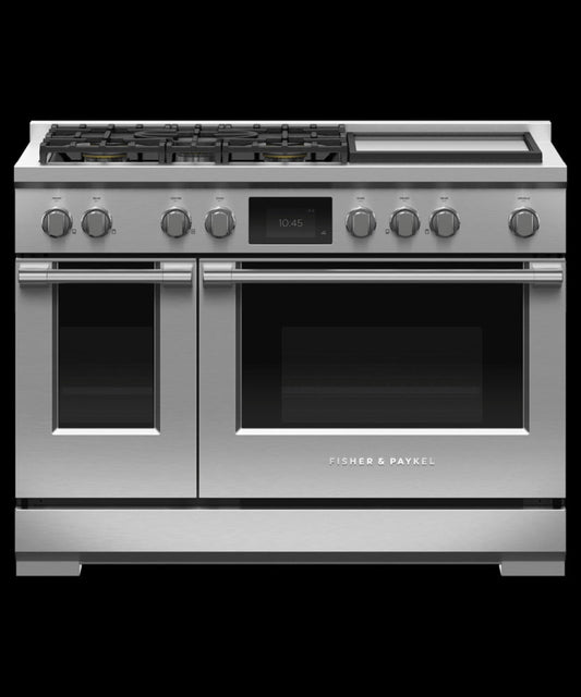 FISHER & PAYKEL RDV3485GDL Dual Fuel Range, 48", 5 Burners with Griddle, Self-cleaning, LPG - RDV3485GDL-KT