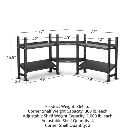 Titan fitness Elite Series Mass Storage System with Bumper Plate & Corner Shelves - 401942