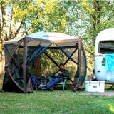 CLAM Quick-Set Adventure 9 x 9 Ft Portable Outdoor Camping Canopy Shelter, Brown - 409468