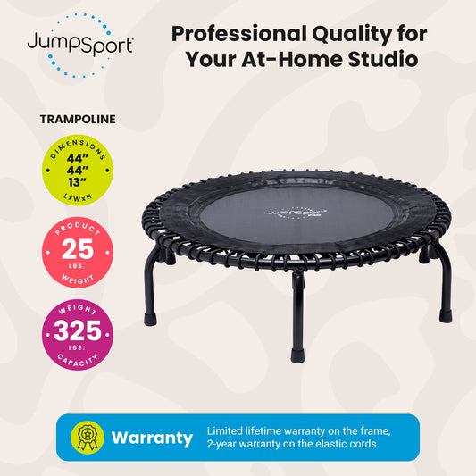 JumpSport 550 PRO CE Workout Rebounder for Adults, 44" Fitness Trampoline, Black - 414166