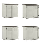 Suncast 34 Cubic Feet Horizontal Backyard Storage Stow Away Shed, Ivory (4 Pack) - 172828