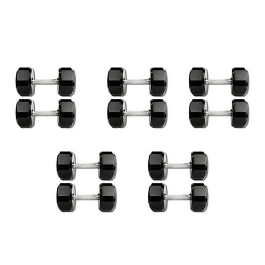 iDeal 5 Pairs of Troy 12-Sided Rubber Encased Dumbbells (60, 70, 80, 90, 100 lbs) - TSDR-60-100