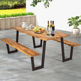 Costway Patented 70 Inch Dining Table Set with Seats and Umbrella Hole - 64231589