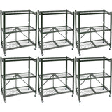 Origami R3 Foldable 3-Tiered Shelf Storage Rack & Wheels, Pewter (6 Pack) - 253009