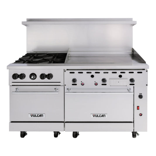 Vulcan 60SS-4B36G Endurance 60" Gas 4-Burner Range with 36" Griddle and 2 Standard Ovens - 238,000 BTU - 60SS-4B36GN