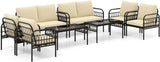 Tangkula 4 Pieces Patio Furniture Set, Outdoor Wicker Conversation Bistro Set - HW71622BN+