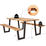 Costway Patented 70 Inch Dining Table Set with Seats and Umbrella Hole - 64231589