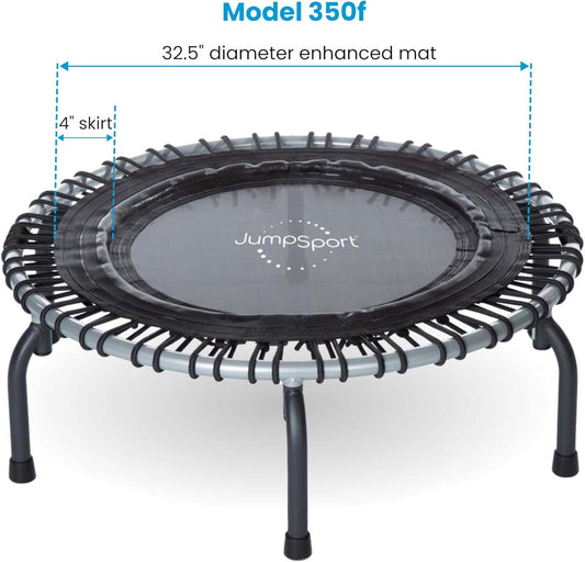 JumpSport 350f Indoor Lightweight 39-Inch Folding Fitness Trampoline, Black - 168414