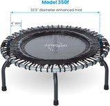 JumpSport 350f Indoor Lightweight 39-Inch Folding Fitness Trampoline, Black - 168414