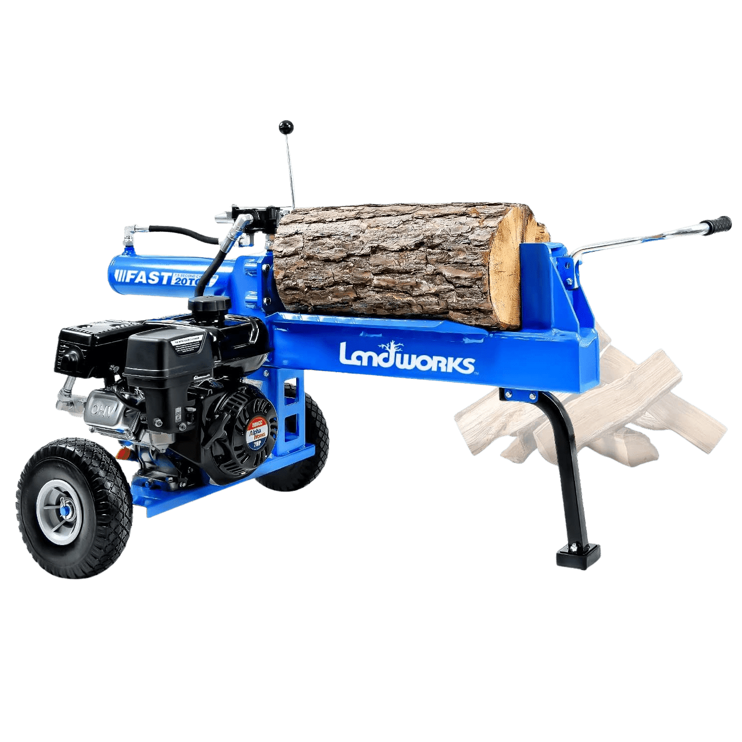 Landworks GUO079 7HP 212 CC 10" Diameter 20 Ton Hydraulic System Gas-Powered Log Splitter New