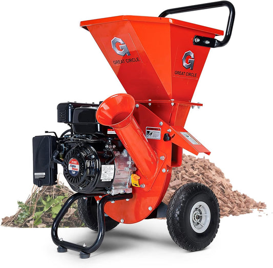 GreatCircleUSA Mini Wood Chipper - 7HP 212CC Engine, 3" Max Branches - GUO054-FBA