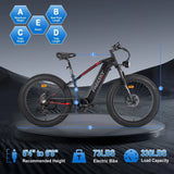FREESKY Himalay X-5e 750 w Mountain Ebike 4 Fat Tire Electric Fat Tire Mountain eBike - FREES|MOUNT|BLACK|0760