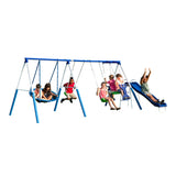 XDP Recreation All Star Playground Outdoor Swing Set, Rider, Super Disc & Slide - 125405