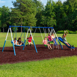 XDP Recreation All Star Playground Outdoor Swing Set, Rider, Super Disc & Slide - 125405