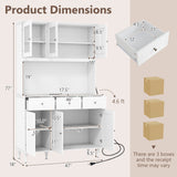 Costway Kitchen Pantry Storage Cabinet 77" with LED Lights and Power Outlets New - JV11631US-WH+