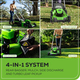 Greenworks 80V 21" Cordless Battery 4-in-1 Self-Propelled Lawn Mower w/ 4.0Ah Battery & Charger - 2550402