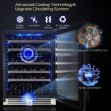 BODEGAcooler 24" 56 Bottles Dual Zone Compressor Wine Cooler with Wood Shelves