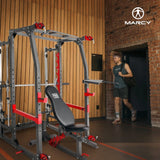 Marcy Pro Smith Machine Weight Bench Home Gym Total Body Workout Training System - 84825