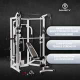 Marcy 5276 Combo Smith Heavy-Duty Total Body Strength Home Gym Machine, White - 84823