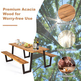 Costway Patented 70 Inch Dining Table Set with Seats and Umbrella Hole - 64231589