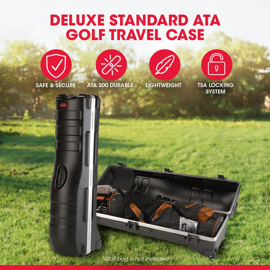 SKB Cases Deluxe ATA Hard Plastic Storage Wheeled Cart Golf Bag Travel Case - 93193