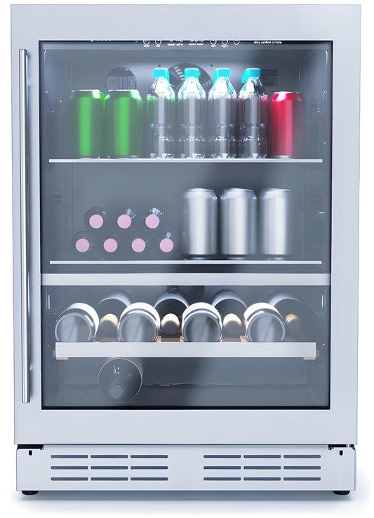 Elica -  Single Door, Dual Zone, Beverage and Wine Center, 23 7/16" W x 22 7/16" D x 33-34" H, 4.8 cu/ft   - Undercounter Refrigerator- EBS52SS1
