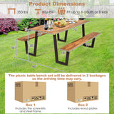 Costway Patented 70 Inch Dining Table Set with Seats and Umbrella Hole - 64231589