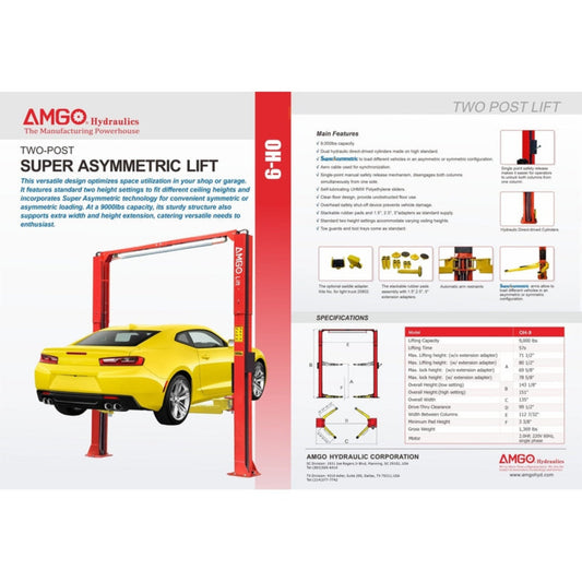 AMGO OH-9 9,000 lbs 2 Post Lift - OH-9