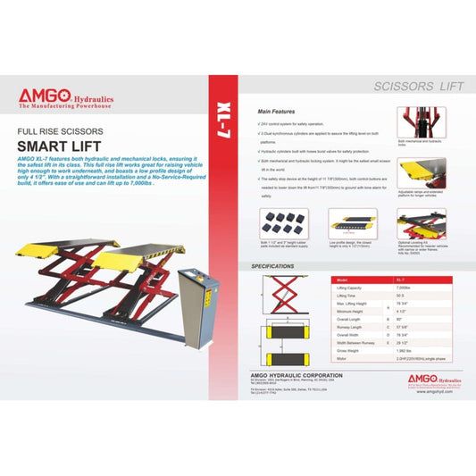 AMGO XL-7 7,000 lbs Low Profile Scissor Lift - XL-7