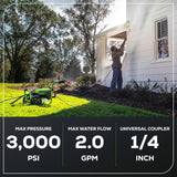 Greenworks 3000 PSI Pressure Washer w/ 24V 600-PSI Cordless Power Cleaner Combo Kit - 1376002-VK