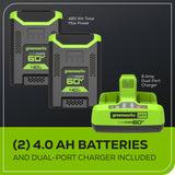 Greenworks 60V 21" Cordless Battery Self-Propelled Lawn Mower w/ Two (2) 4.0Ah Batteries & Dual Port Charger - 2531702