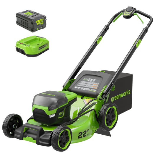Greenworks 60V 22" Cordless Battery Push Lawn Mower w/ 5.0Ah Battery & Charger - 2547702