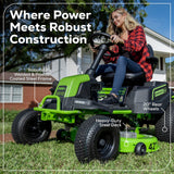 Greenworks 60V 42" Cordless Battery CrossoverT Riding Lawn Mower w/ Six (6) 8.0Ah Batteries and Three (3) Dual Port Turbo Chargers - 7409002